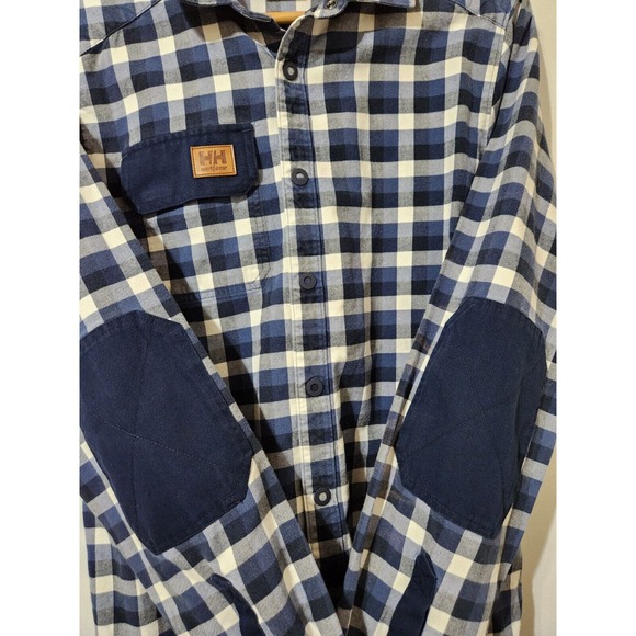 Helly Hansen Blue and White Plaid Casual Button Down Shirt - Picture 3 of 7